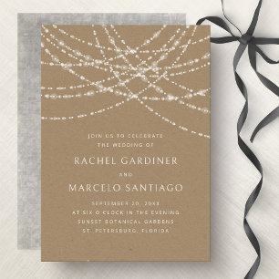 String Lights Kraft Wedding Invitation