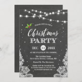 String Lights Lace Chalkboard Christmas Party Invitation (Front/Back)