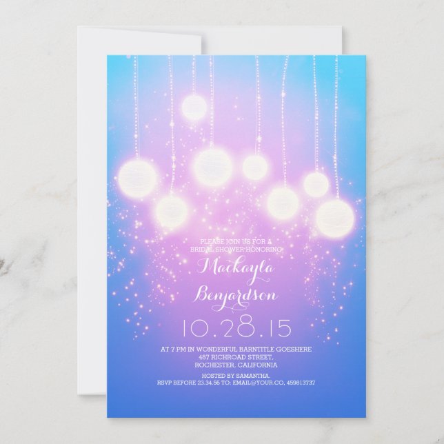 string lights & lanterns shine bridal shower invitation (Front)