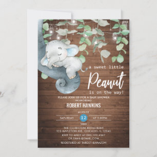 String Lights Little Peanut Elephant Baby Shower Invitation