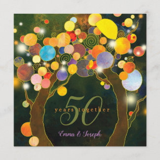 String Lights Love Trees 50th Wedding Anniversary Invitation