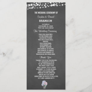 String Lights Mason Jar Chalkboard Wedding Program