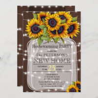 String lights mason jar housewarming party invitation