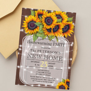 String lights mason jar housewarming party invitation