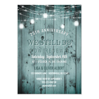 String Lights Mason Jar Rustic Wood Vow Renewal Invitation
