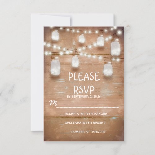 string lights &amp; mason jars RSVP cards