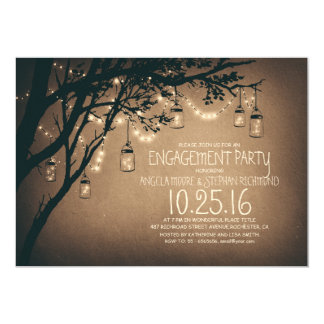 string lights mason jars vintage engagement party invitation