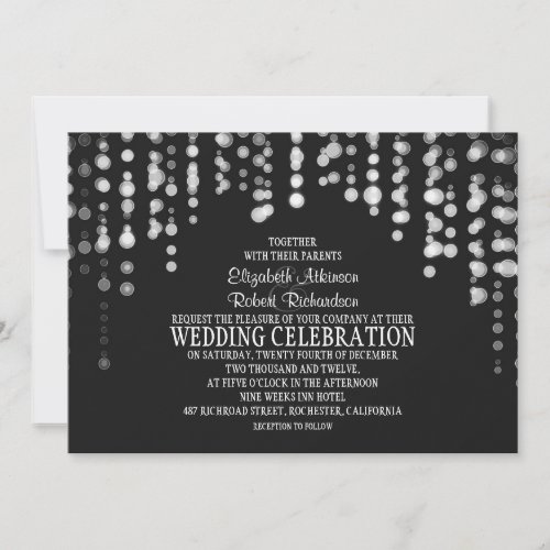 string lights modern wedding invitation