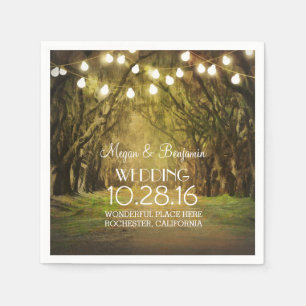 String Lights Moss Trees Paths Wedding Napkins