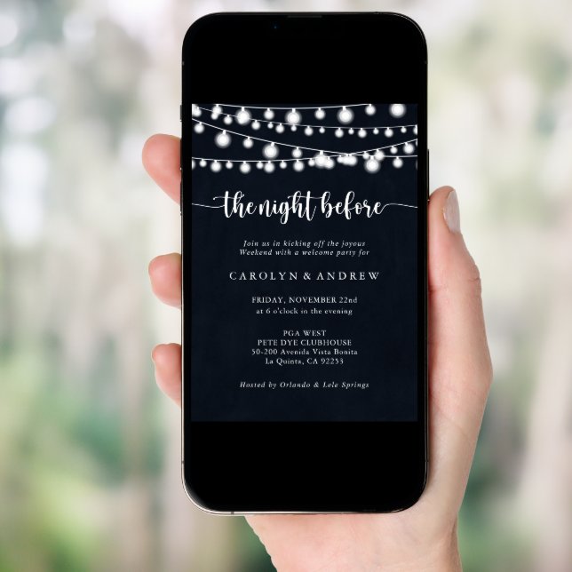 String Lights Night Before Rehearsal Dinner  Invitation (Front Digital)