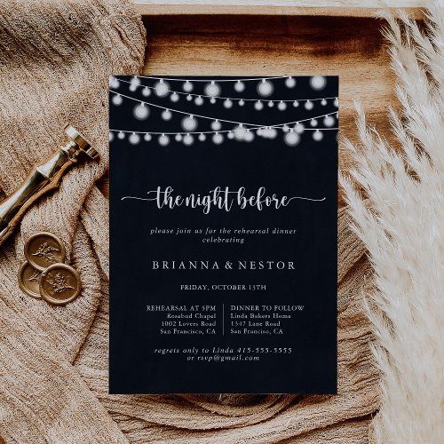 String Lights Night Before Rehearsal Dinner  Invitation