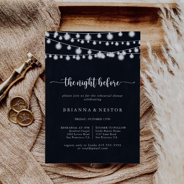 String Lights Night Before Rehearsal Dinner  Invitation (Creator Uploaded)
