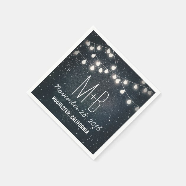 String Lights Night Stars Wedding Napkin