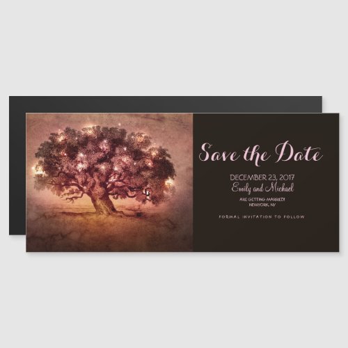 String lights old oak tree rustic save the date magnetic invitation - Vintage string lights / twinkle lights old oak tree on grunge background rustic country save the date card for summer, fall, spring or winter wedding! Perfect design for the country wedding. contact me for any design customization.