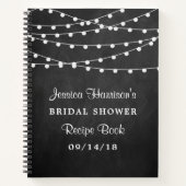 String Lights On Chalkboard Bridal Shower Recipe Notebook (Front)