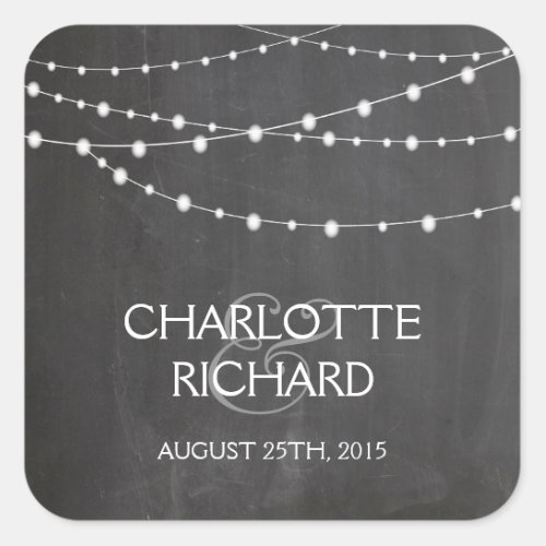 String lights on chalkboard personalized stickers