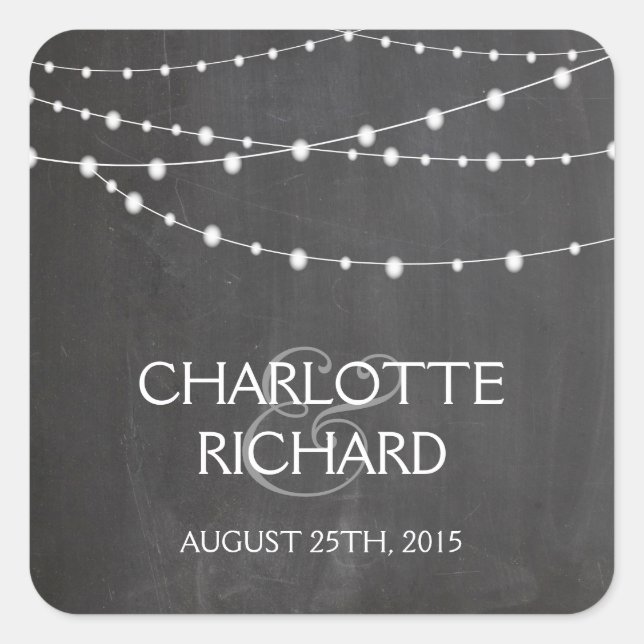 String lights on chalkboard personalized stickers (Front)