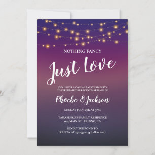 String Lights on Purple Wedding Elopement Party Invitation