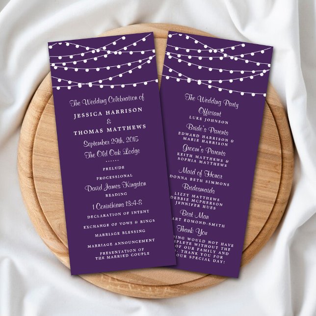 String Lights On Purple Wedding Program (Creator Uploaded)