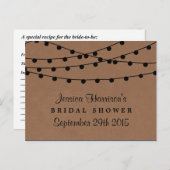 String Lights On Rustic Kraft Bridal Shower Recipe Postcard (Front/Back)