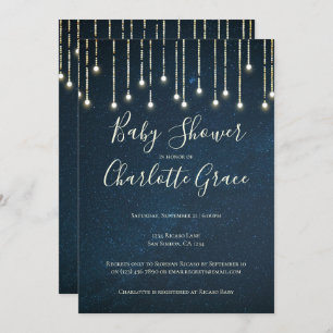 String Lights On Starry Sky Baby Shower (unisex) Invitation