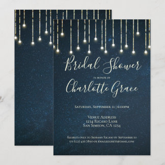 String Lights On Starry Sky Bridal Shower Invitation