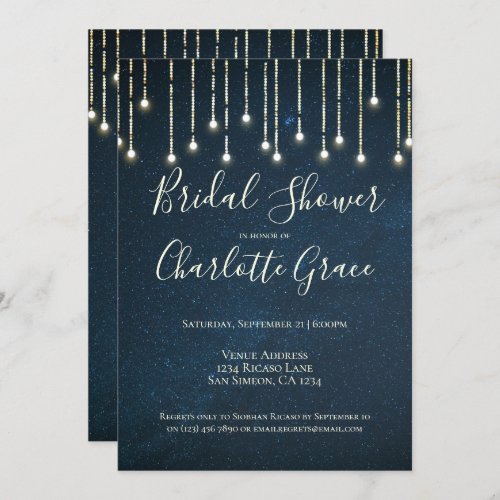 String Lights On Starry Sky Bridal Shower Invitation