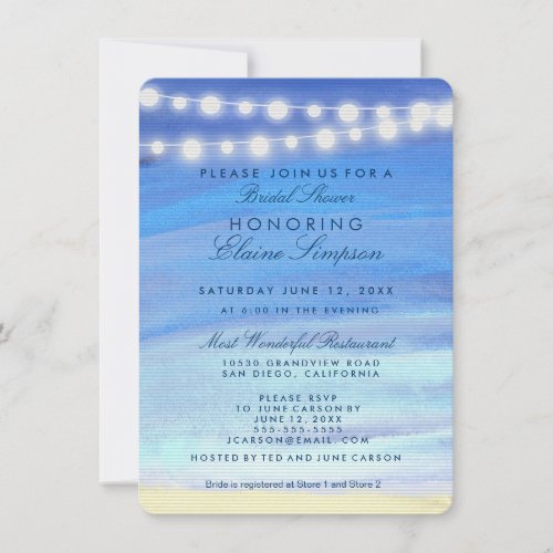 String lights on the water Bridal Shower Invitation