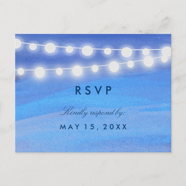 String lights on the water RSVP Invitation Postcard (Front)