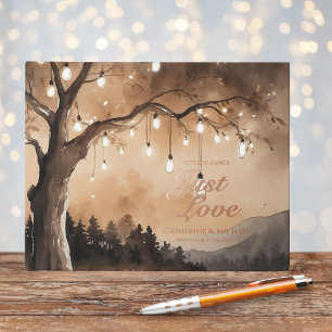 String Lights On Tree Romantic Country Wedding  Foil Guest Book