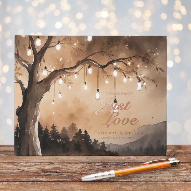 String Lights On Tree Romantic Country Wedding  Foil Guest Book (Creator Uploaded)