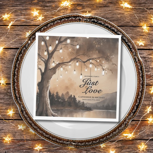 String Lights On Tree Romantic Country Wedding  Napkins (Creator Uploaded)