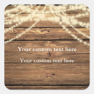 String Lights on Wood Rustic Elegant Sticker Favor