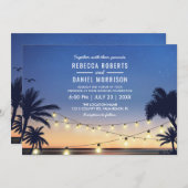 String Lights Palm Beach Destination Wedding Invitation (Front/Back)