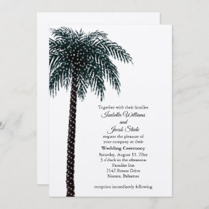 String Lights Palm Tree Wedding Invite on Kraft