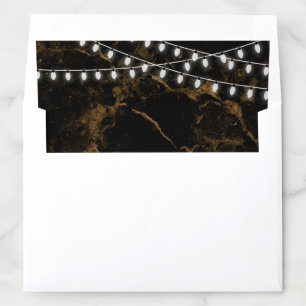 String Lights Party Gold Black Marble Elegant Envelope Liner