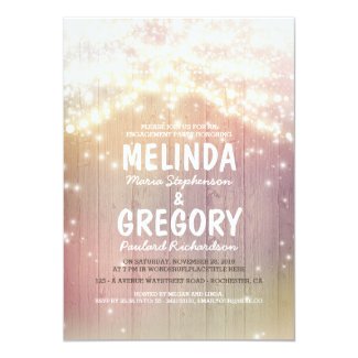 String Lights Pastel Rustic Barn Engagement Party Invitation
