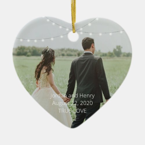 String Lights Personalized Photo Heart Ornament