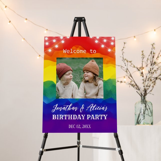 String Lights Photo Colorful Joint Birthday  Foam Board (In Situ (Stand))