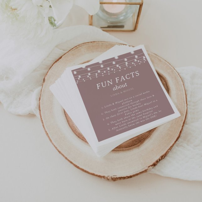 String Lights Pink Blush Trivia Fun Facts Wedding  Napkins (Creator Uploaded)