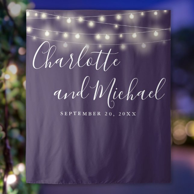 String Lights Purple Wedding Photo Backdrop (String Lights Purple Wedding Photo Backdrop)