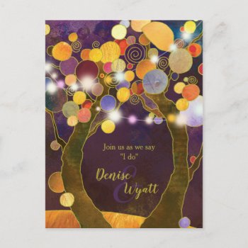 String Lights Purple Wedding Save The Date Announcement Postcard by BridalHeaven at Zazzle