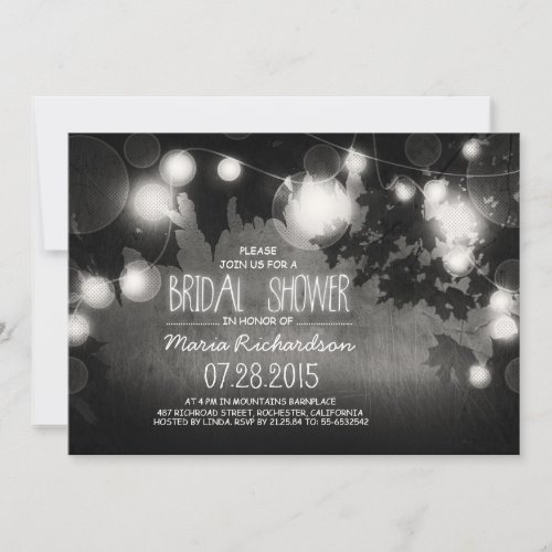 string lights rustic bridal shower invitation