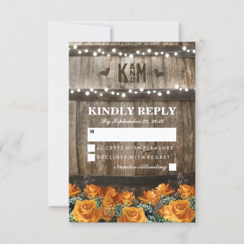 String Lights  Rustic Country Barrel Wedding RSVP