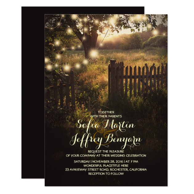 String Lights Rustic Country Wedding Invitation