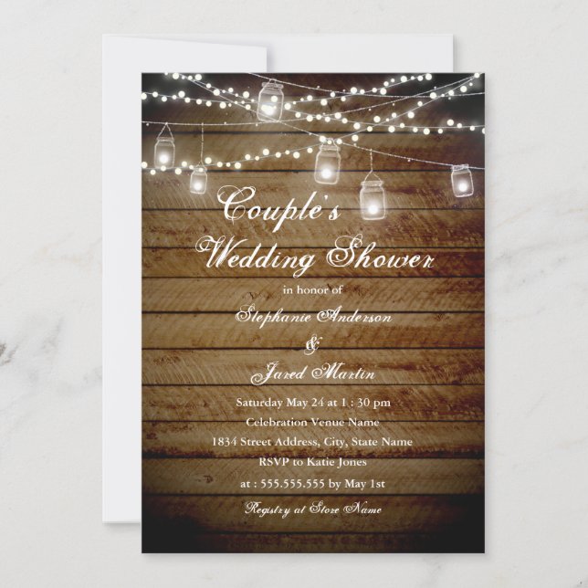 String Lights Rustic Couples Wedding Shower Card (Front)