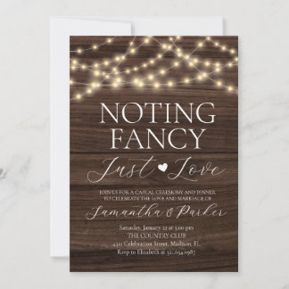 String Lights Rustic Nothing Fancy Just Love  Invitation