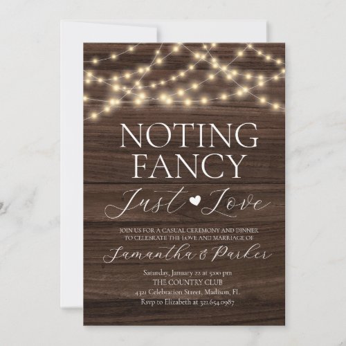 String Lights Rustic Nothing Fancy Just Love  Invitation
