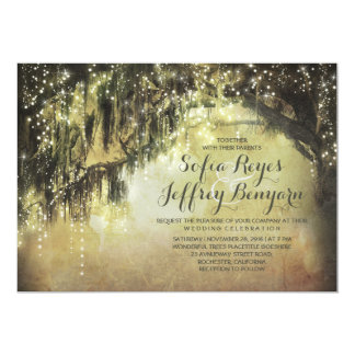 string lights rustic tree vintage wedding invites