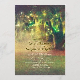 string lights rustic tree vintage wedding invites